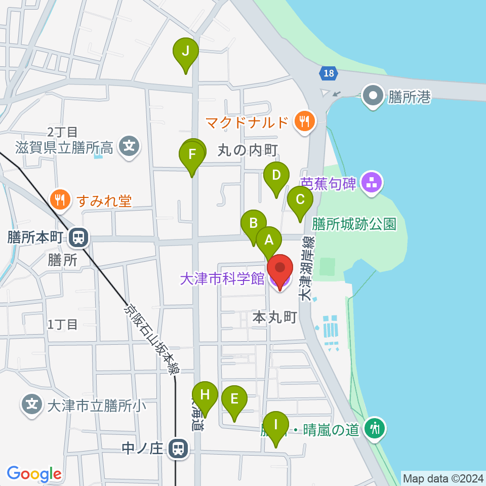 大津市生涯学習センター周辺の駐車場・コインパーキング一覧地図