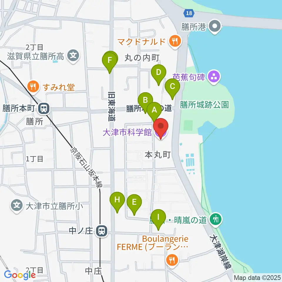 大津市生涯学習センター周辺の駐車場・コインパーキング一覧地図