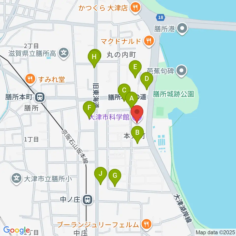大津市生涯学習センター周辺の駐車場・コインパーキング一覧地図