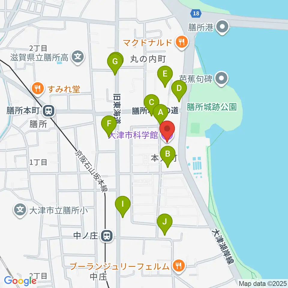 大津市生涯学習センター周辺の駐車場・コインパーキング一覧地図