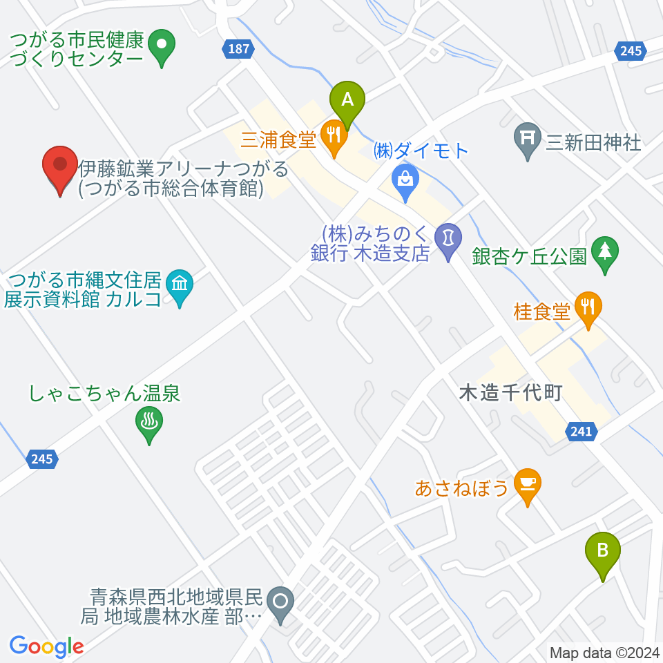 伊藤鉱業アリーナつがる周辺の駐車場・コインパーキング一覧地図