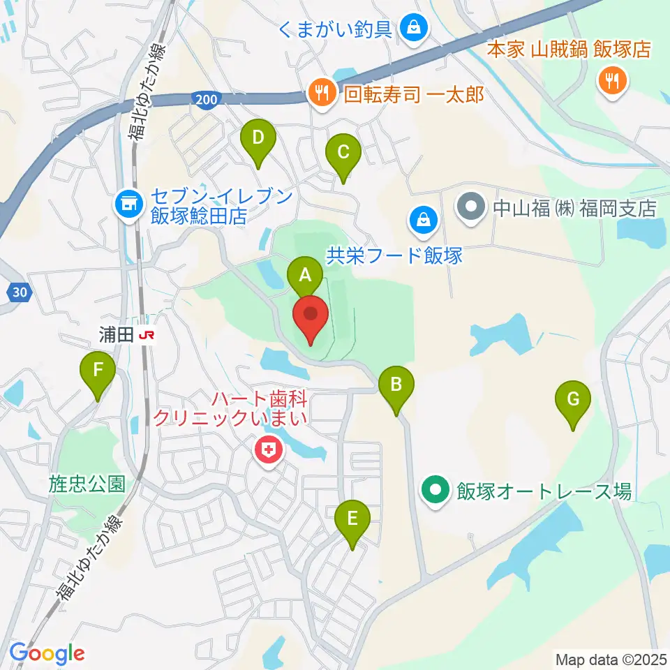 飯塚市総合体育館周辺の駐車場・コインパーキング一覧地図
