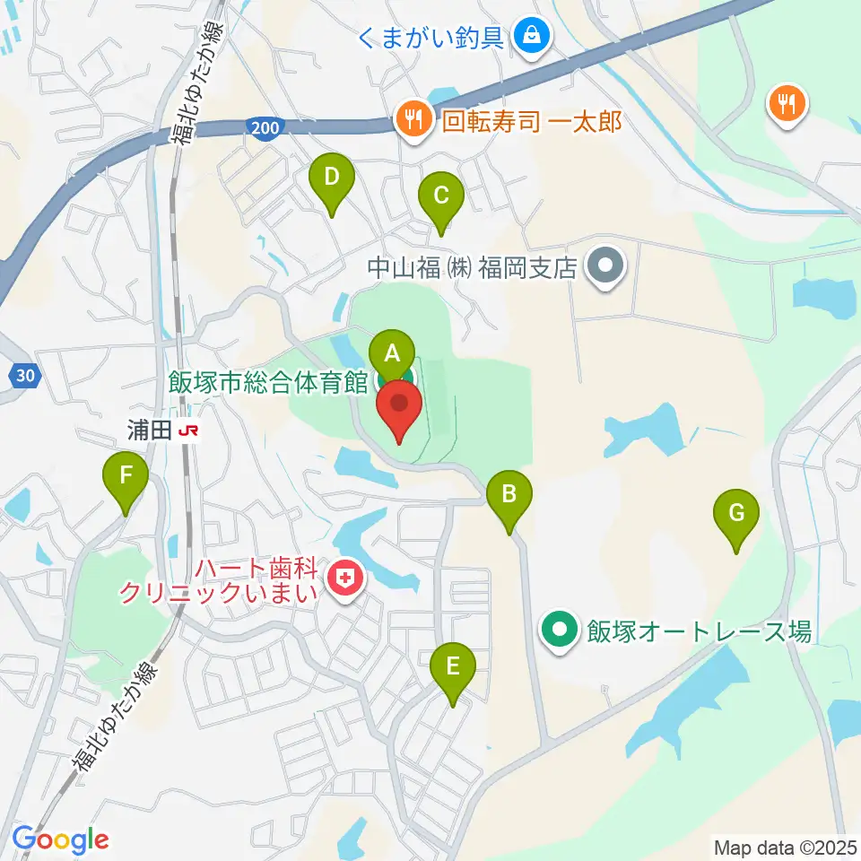 飯塚市総合体育館周辺の駐車場・コインパーキング一覧地図