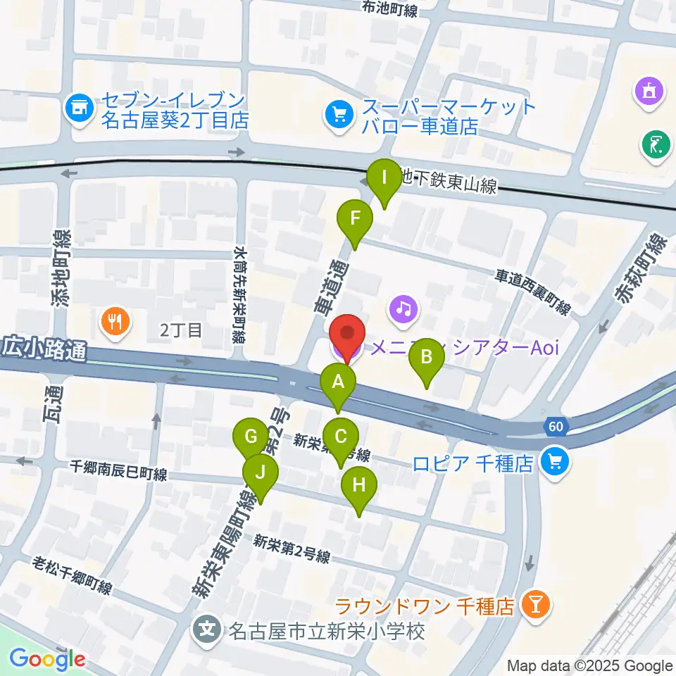 メニコンシアターAoi周辺の駐車場・コインパーキング一覧地図