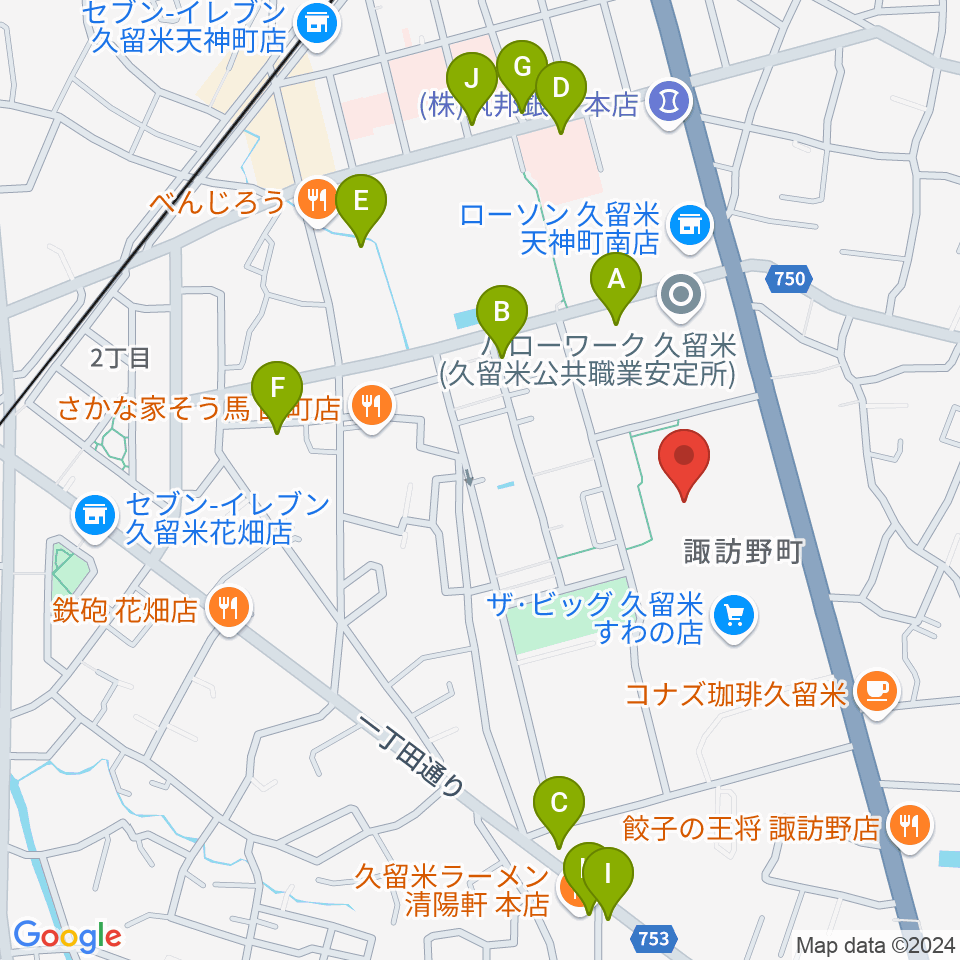 えーるピア久留米 生涯学習センター周辺の駐車場・コインパーキング一覧地図