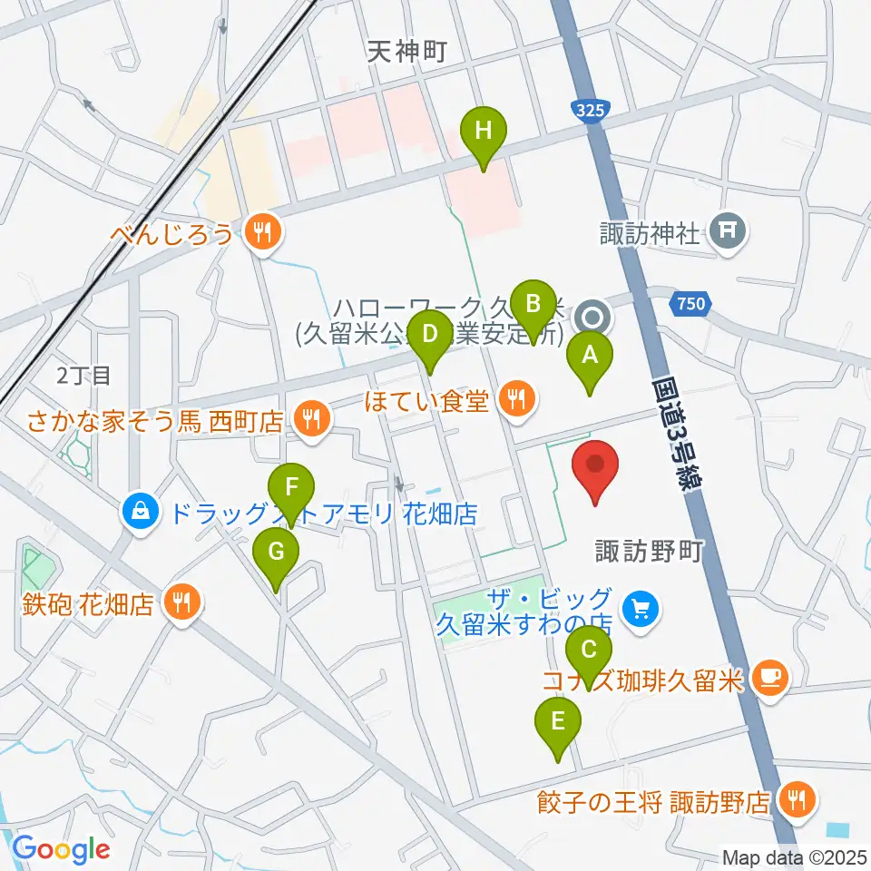 えーるピア久留米 生涯学習センター周辺の駐車場・コインパーキング一覧地図