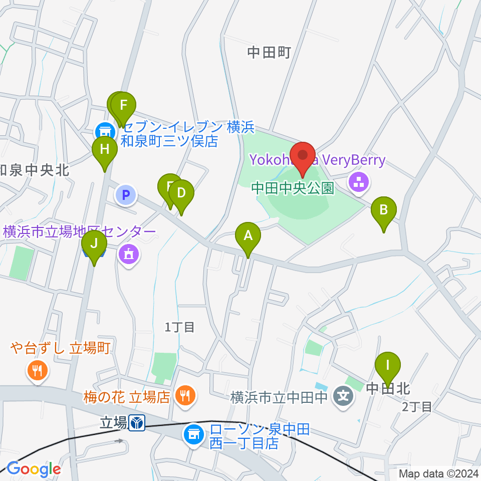 中田中央公園野球場周辺の駐車場・コインパーキング一覧地図