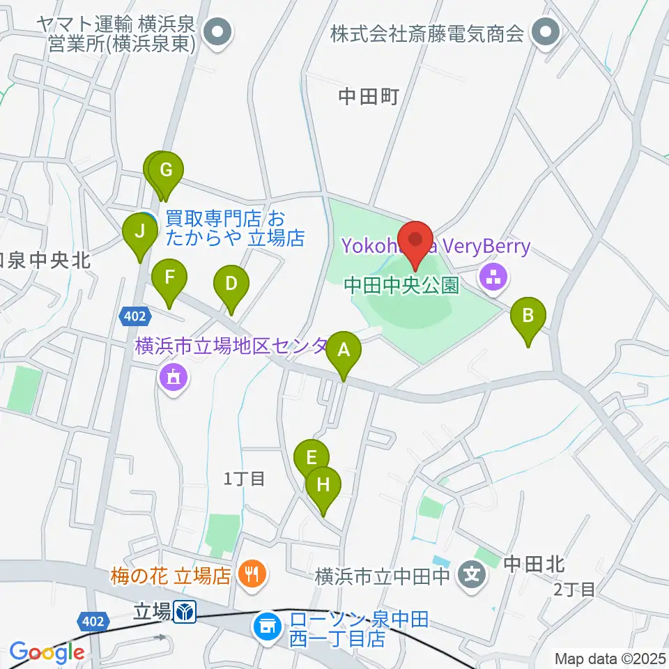 中田中央公園野球場周辺の駐車場・コインパーキング一覧地図