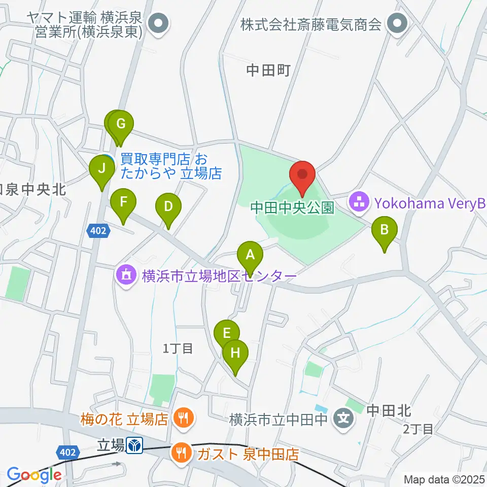 中田中央公園野球場周辺の駐車場・コインパーキング一覧地図