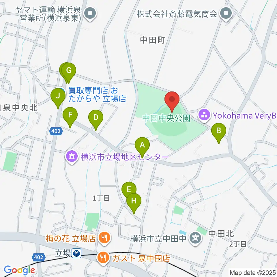 中田中央公園野球場周辺の駐車場・コインパーキング一覧地図