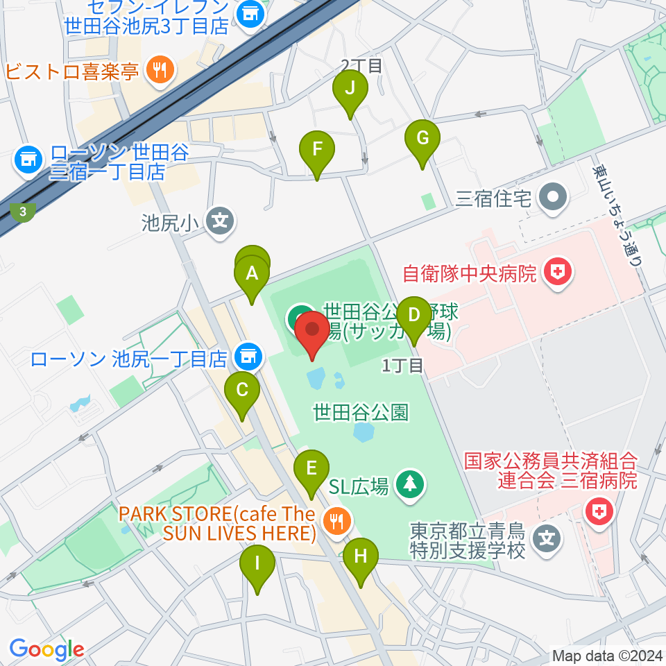 せたがや未来の平和館周辺の駐車場・コインパーキング一覧地図