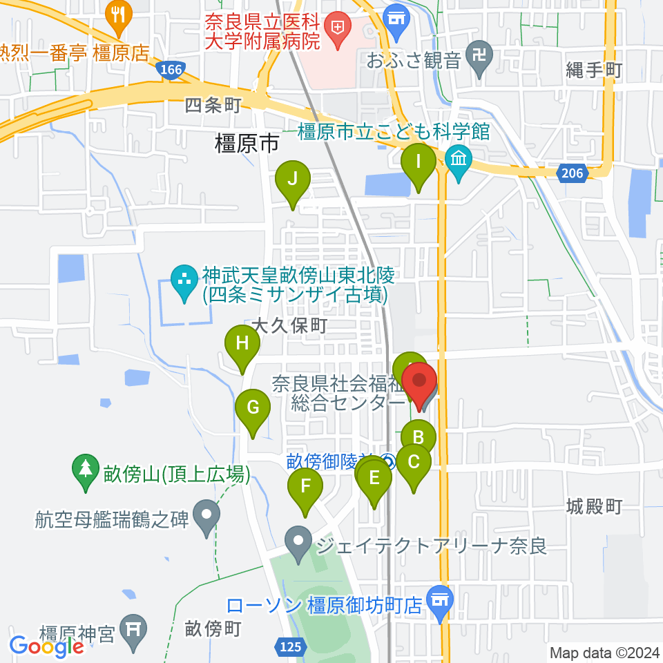 奈良県社会福祉総合センター周辺の駐車場・コインパーキング一覧地図