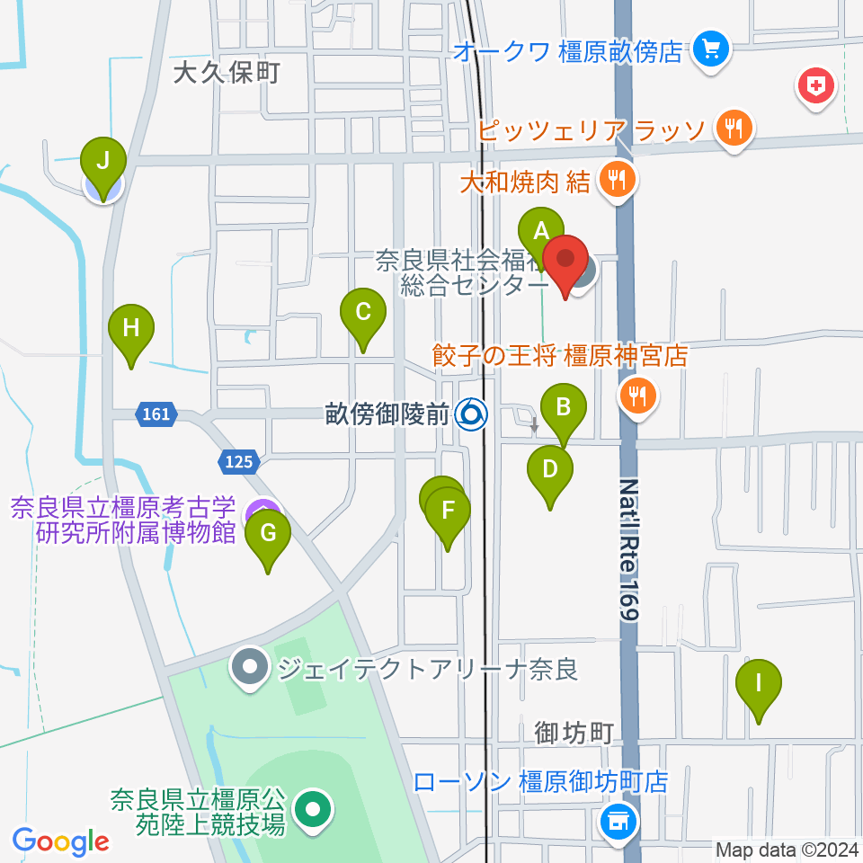 奈良県社会福祉総合センター周辺の駐車場・コインパーキング一覧地図