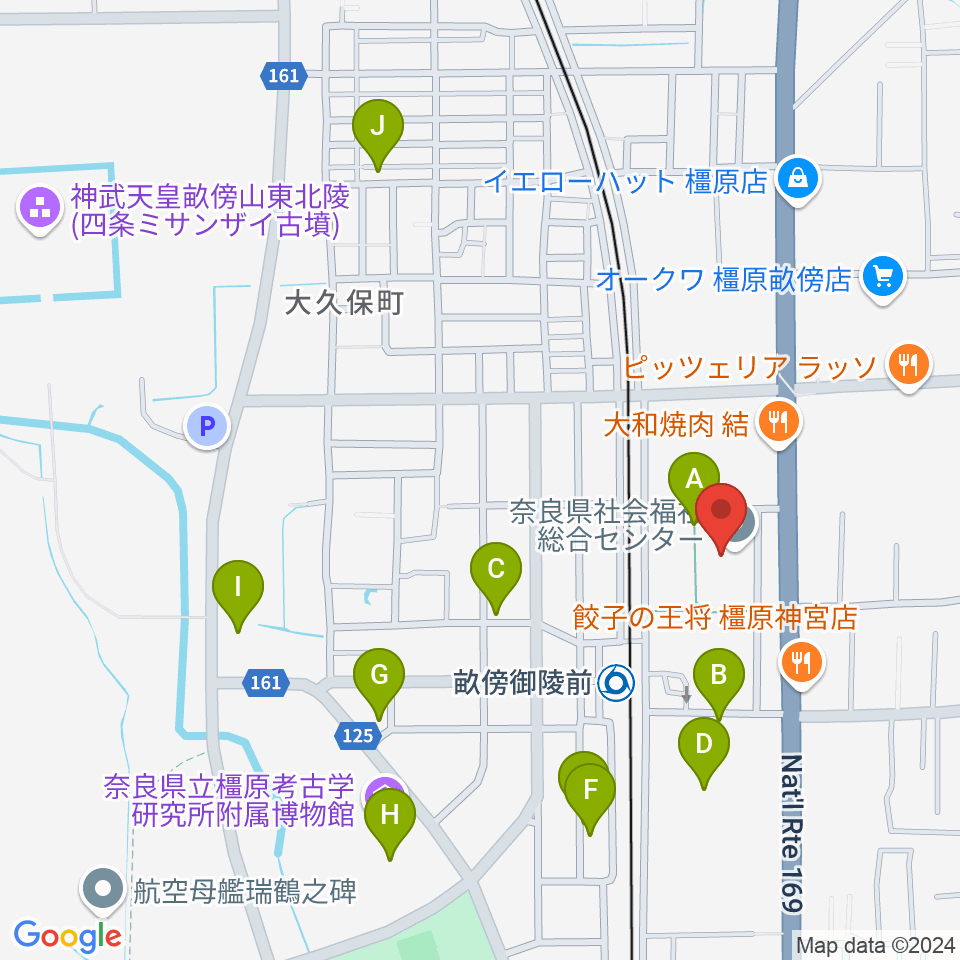 奈良県社会福祉総合センター周辺の駐車場・コインパーキング一覧地図