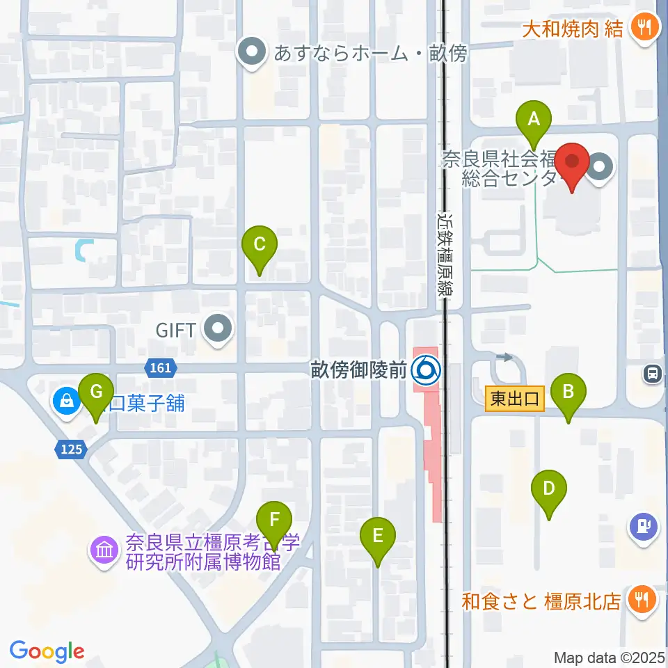 奈良県社会福祉総合センター周辺の駐車場・コインパーキング一覧地図