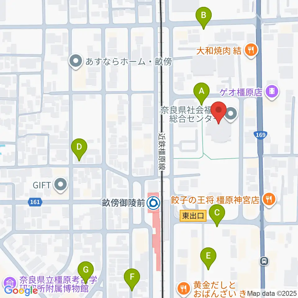 奈良県社会福祉総合センター周辺の駐車場・コインパーキング一覧地図
