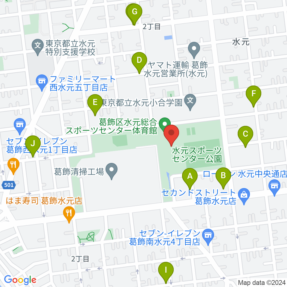水元総合スポーツセンター周辺の駐車場・コインパーキング一覧地図