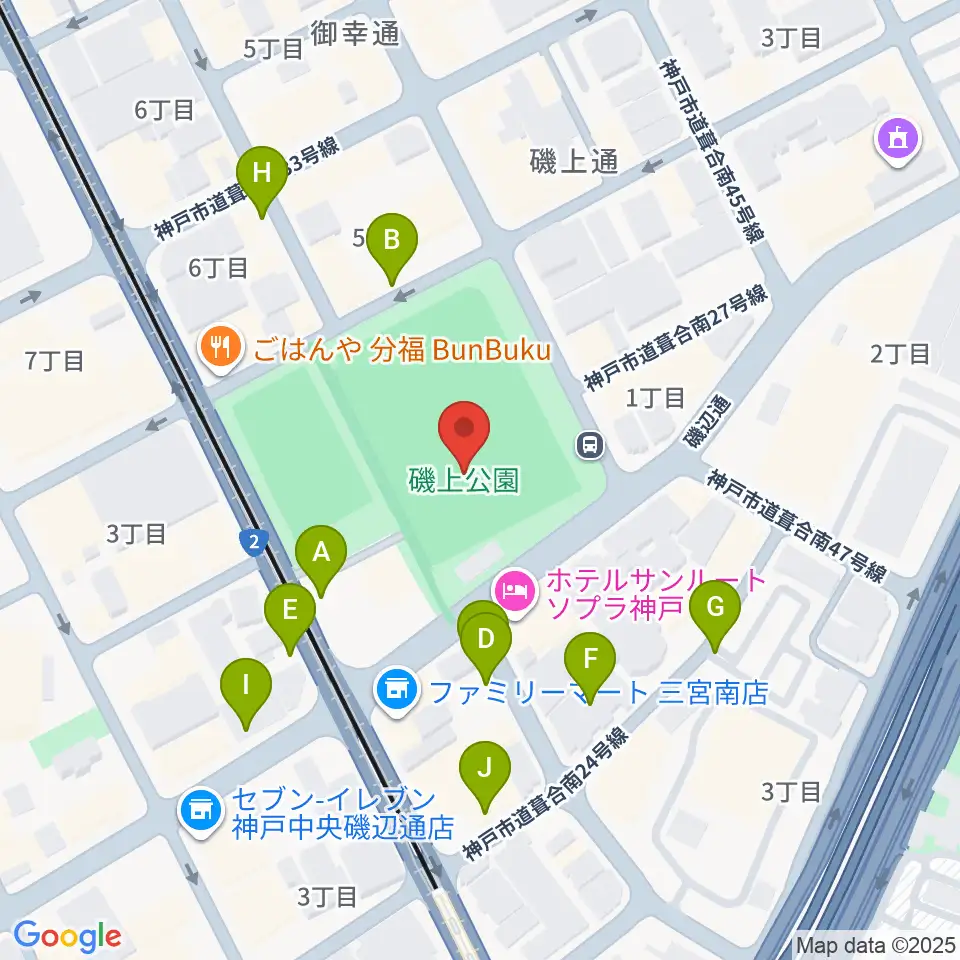 神戸市立磯上体育館周辺の駐車場・コインパーキング一覧地図