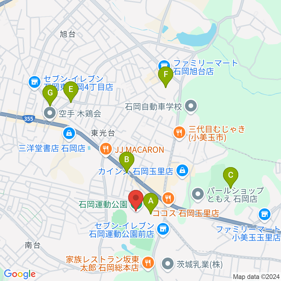 石岡市運動公園体育館周辺の駐車場・コインパーキング一覧地図