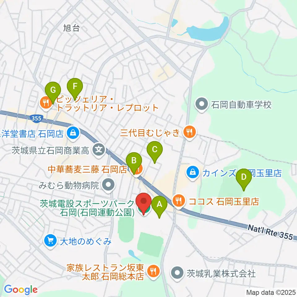 石岡市運動公園体育館周辺の駐車場・コインパーキング一覧地図