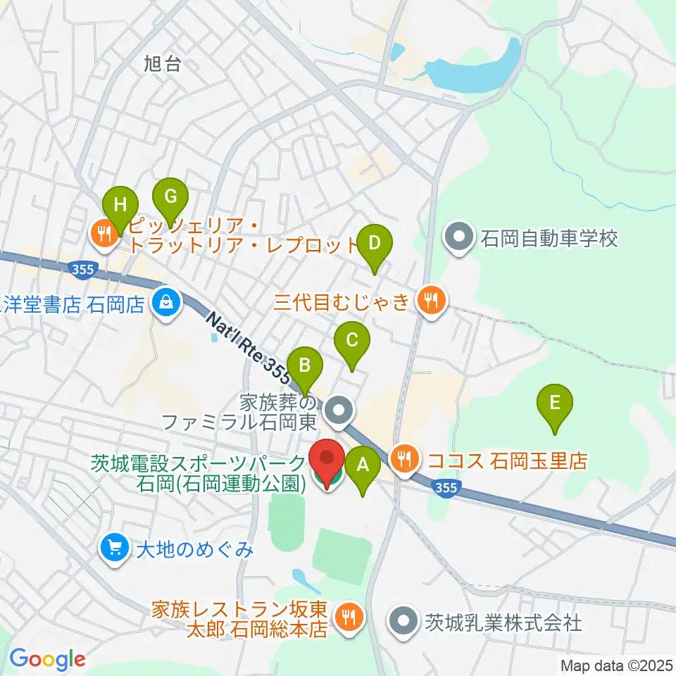 石岡市運動公園体育館周辺の駐車場・コインパーキング一覧地図