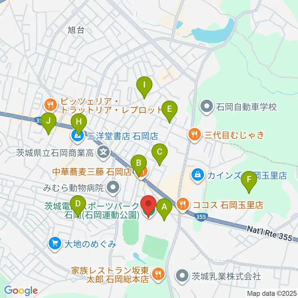 石岡市運動公園体育館周辺の駐車場・コインパーキング一覧地図