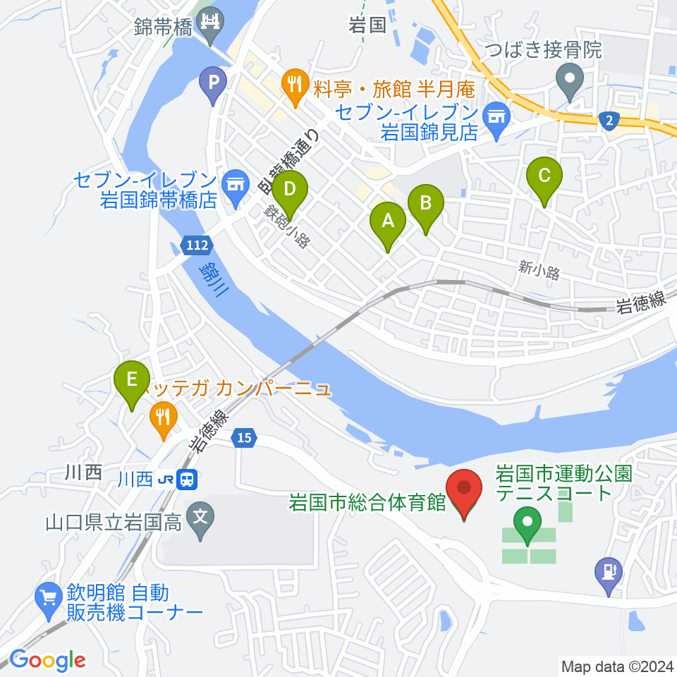 岩国市総合体育館周辺の駐車場・コインパーキング一覧地図