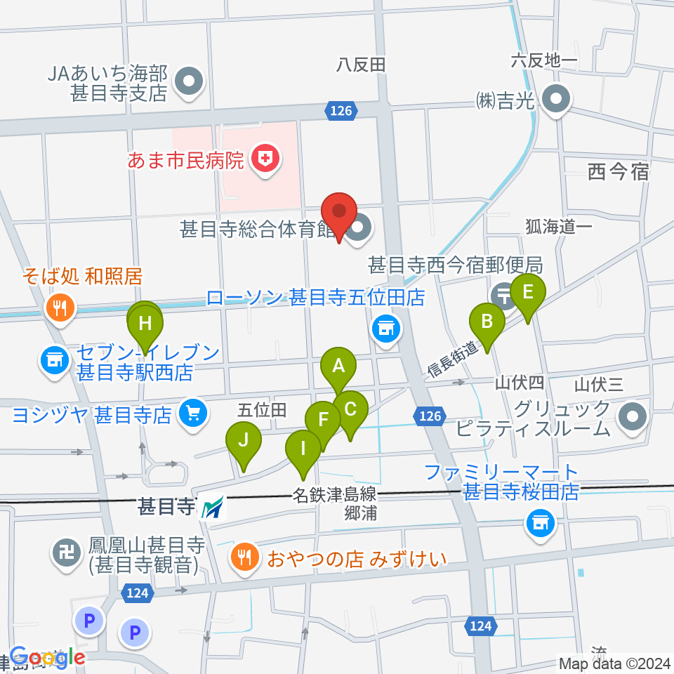 あま市甚目寺総合体育館周辺の駐車場・コインパーキング一覧地図