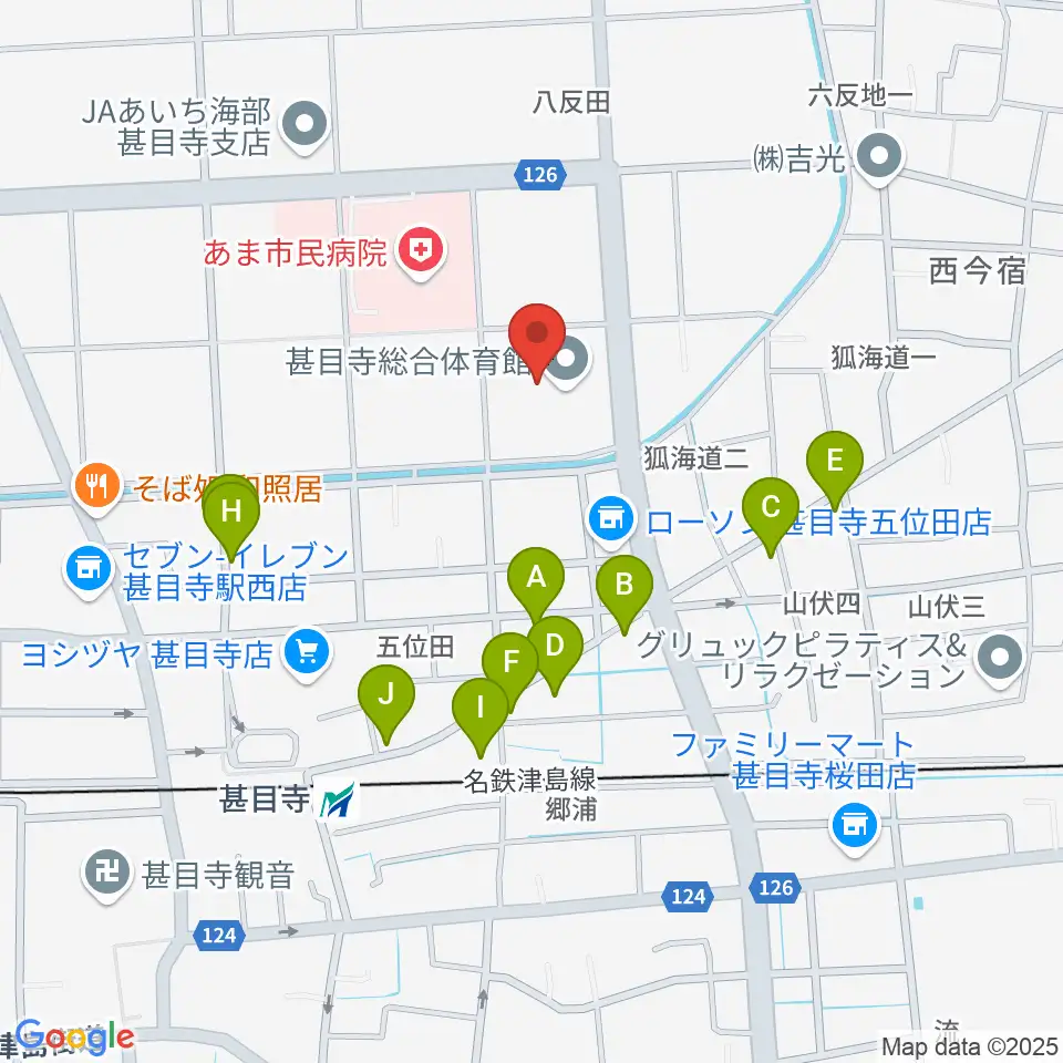 あま市甚目寺総合体育館周辺の駐車場・コインパーキング一覧地図