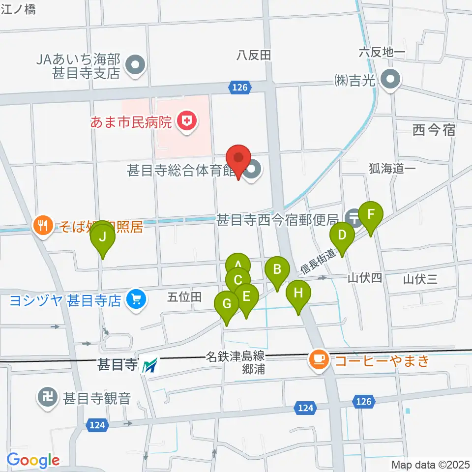 あま市甚目寺総合体育館周辺の駐車場・コインパーキング一覧地図