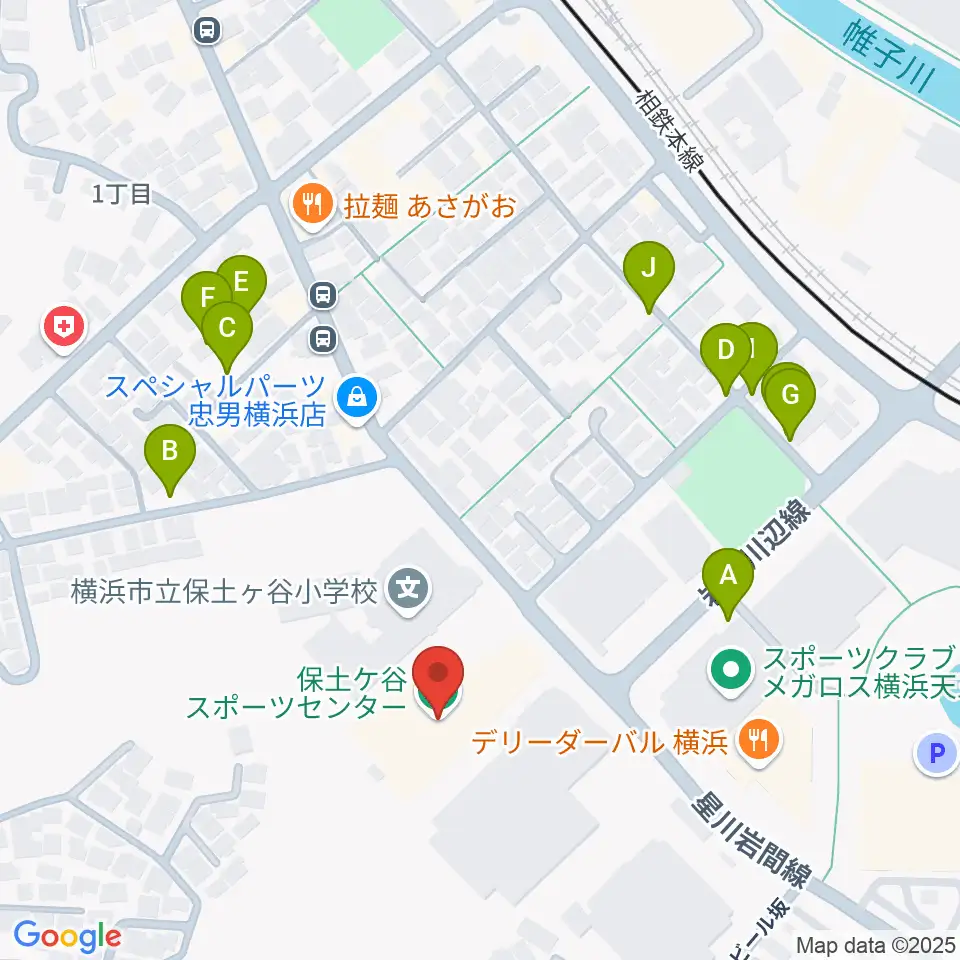 横浜市保土ケ谷スポーツセンター周辺の駐車場・コインパーキング一覧地図