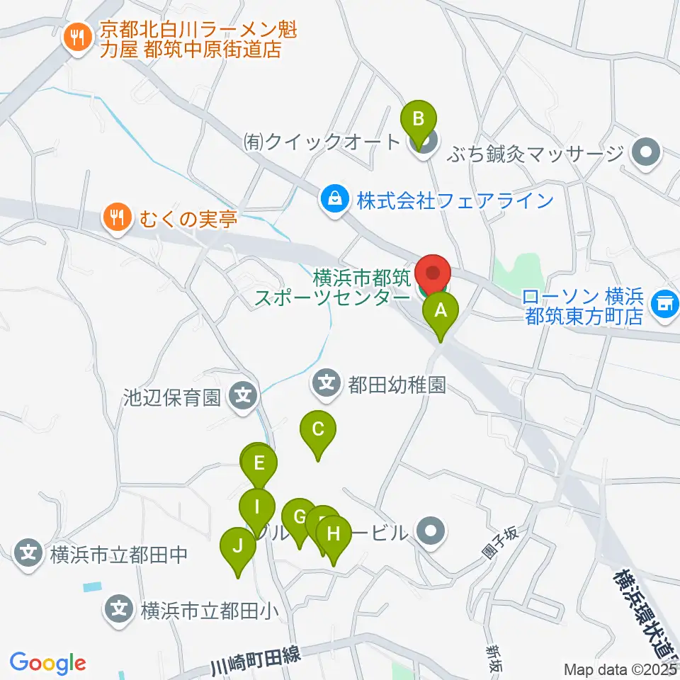 横浜市都筑スポーツセンター周辺の駐車場・コインパーキング一覧地図
