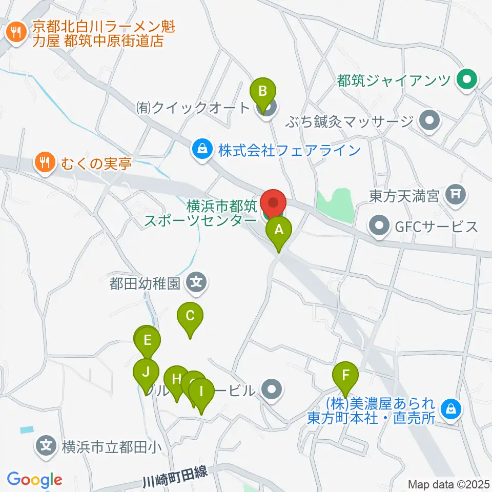 横浜市都筑スポーツセンター周辺の駐車場・コインパーキング一覧地図