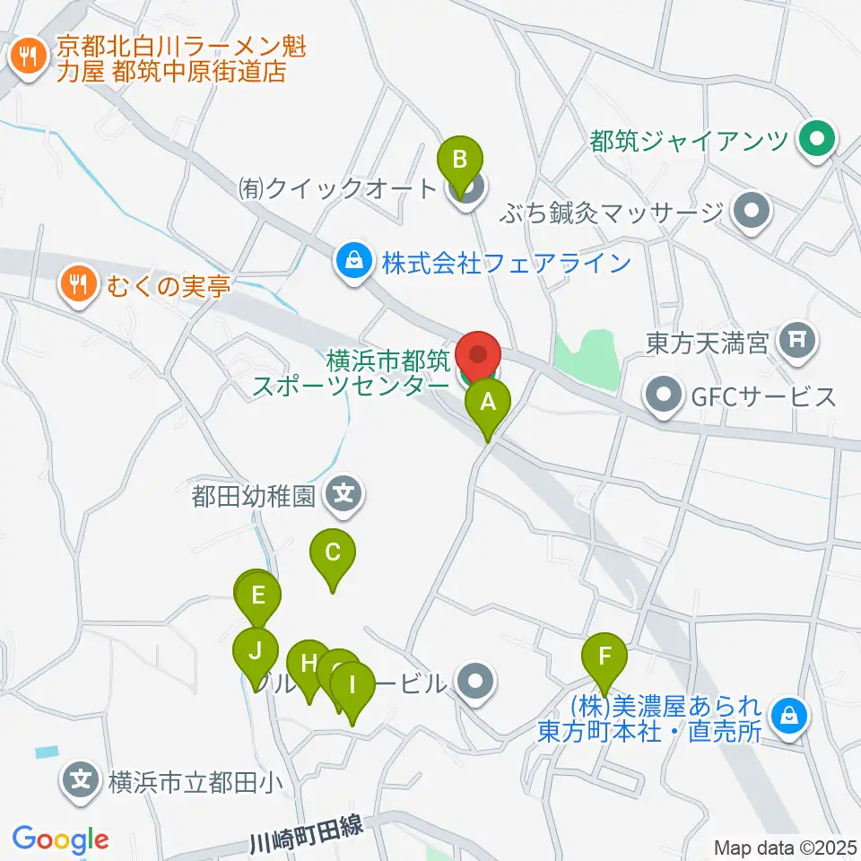 横浜市都筑スポーツセンター周辺の駐車場・コインパーキング一覧地図