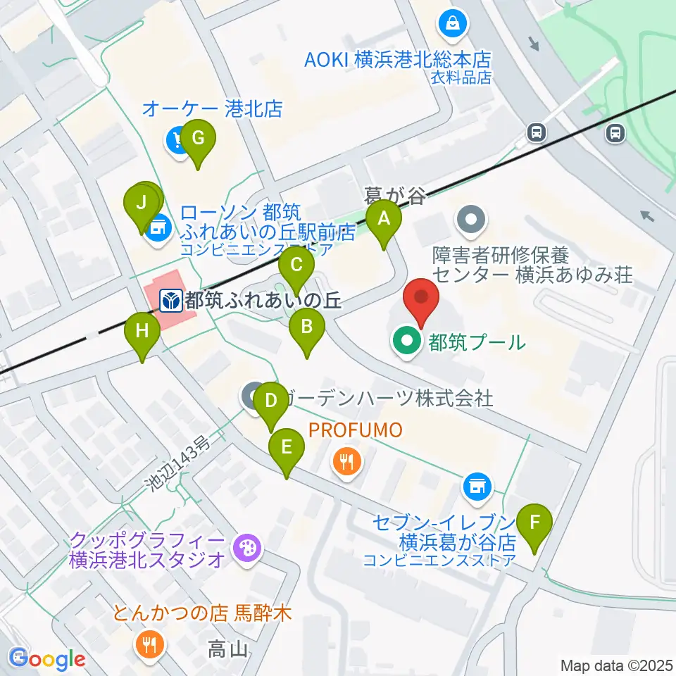 横浜市都筑プール周辺の駐車場・コインパーキング一覧地図