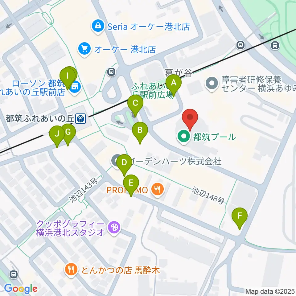 横浜市都筑プール周辺の駐車場・コインパーキング一覧地図