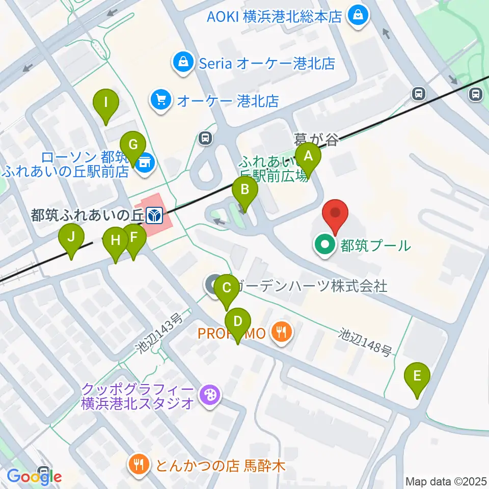 横浜市都筑プール周辺の駐車場・コインパーキング一覧地図