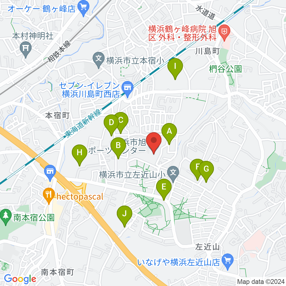 横浜市旭スポーツセンター周辺の駐車場・コインパーキング一覧地図