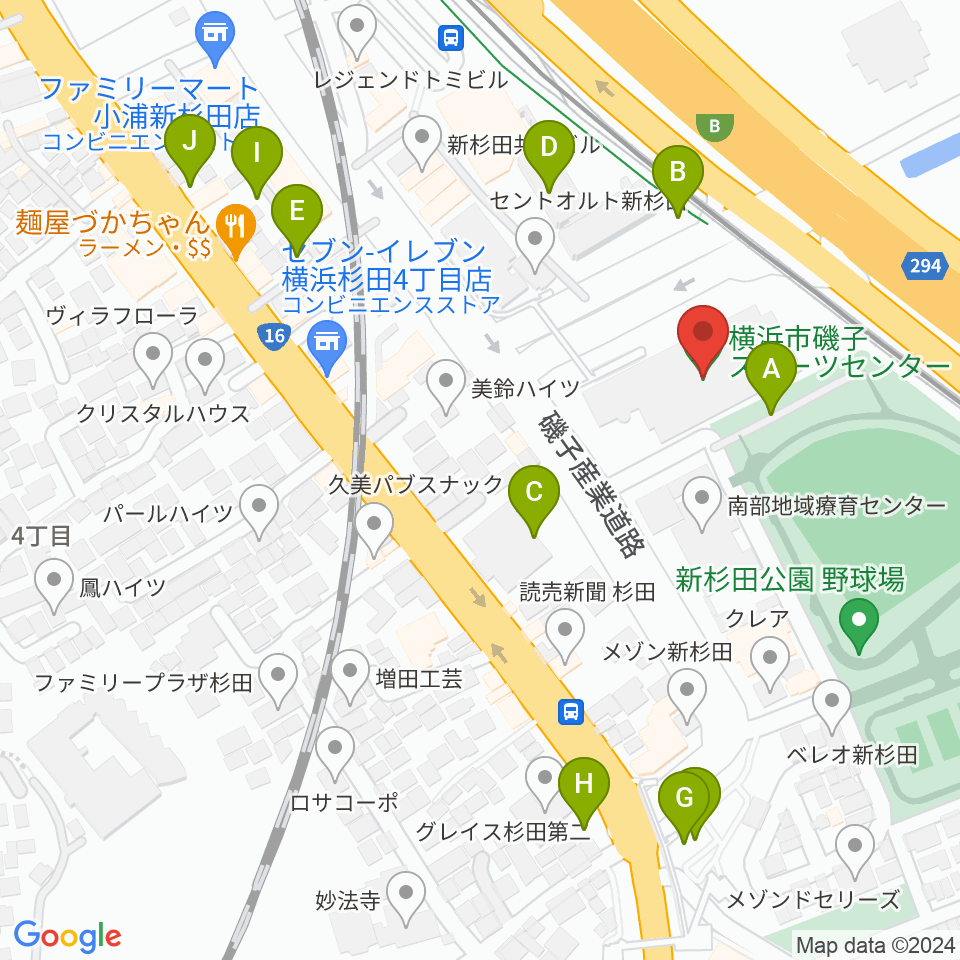 横浜市磯子スポーツセンター周辺の駐車場・コインパーキング一覧地図