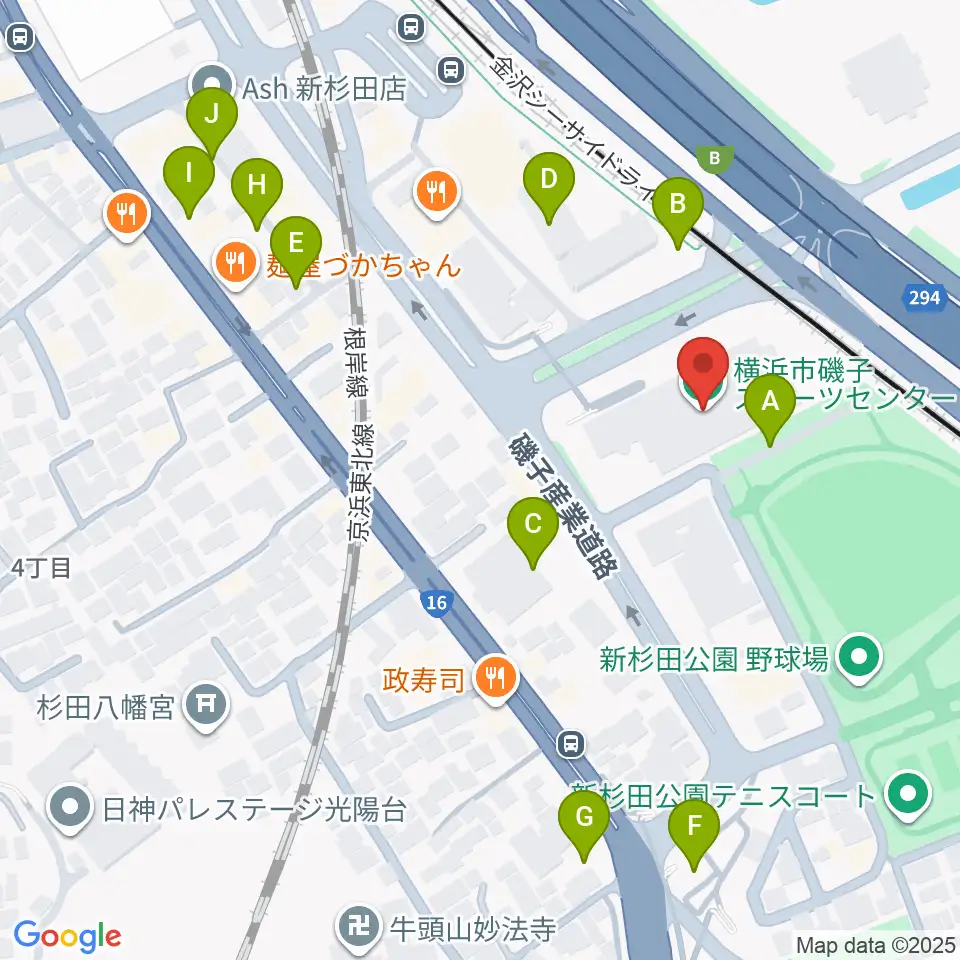横浜市磯子スポーツセンター周辺の駐車場・コインパーキング一覧地図