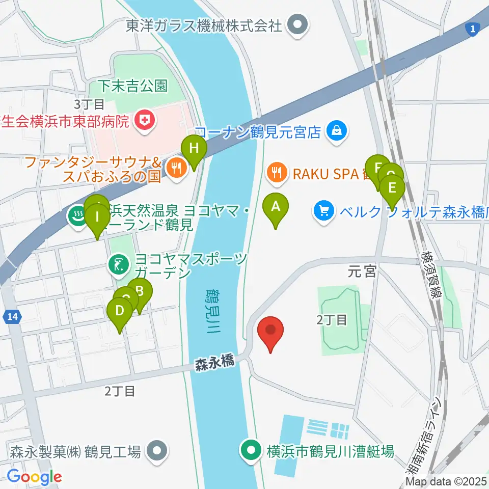 横浜市鶴見スポーツセンター周辺の駐車場・コインパーキング一覧地図