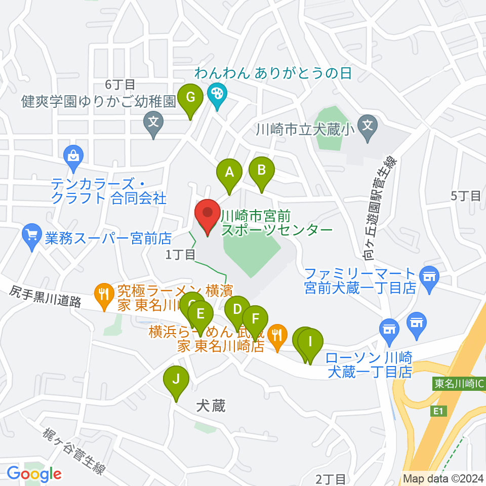 川崎市宮前スポーツセンター周辺の駐車場・コインパーキング一覧地図
