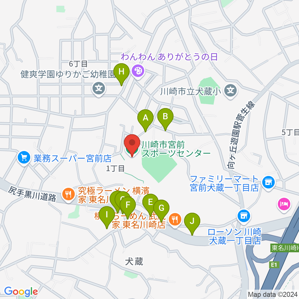 川崎市宮前スポーツセンター周辺の駐車場・コインパーキング一覧地図