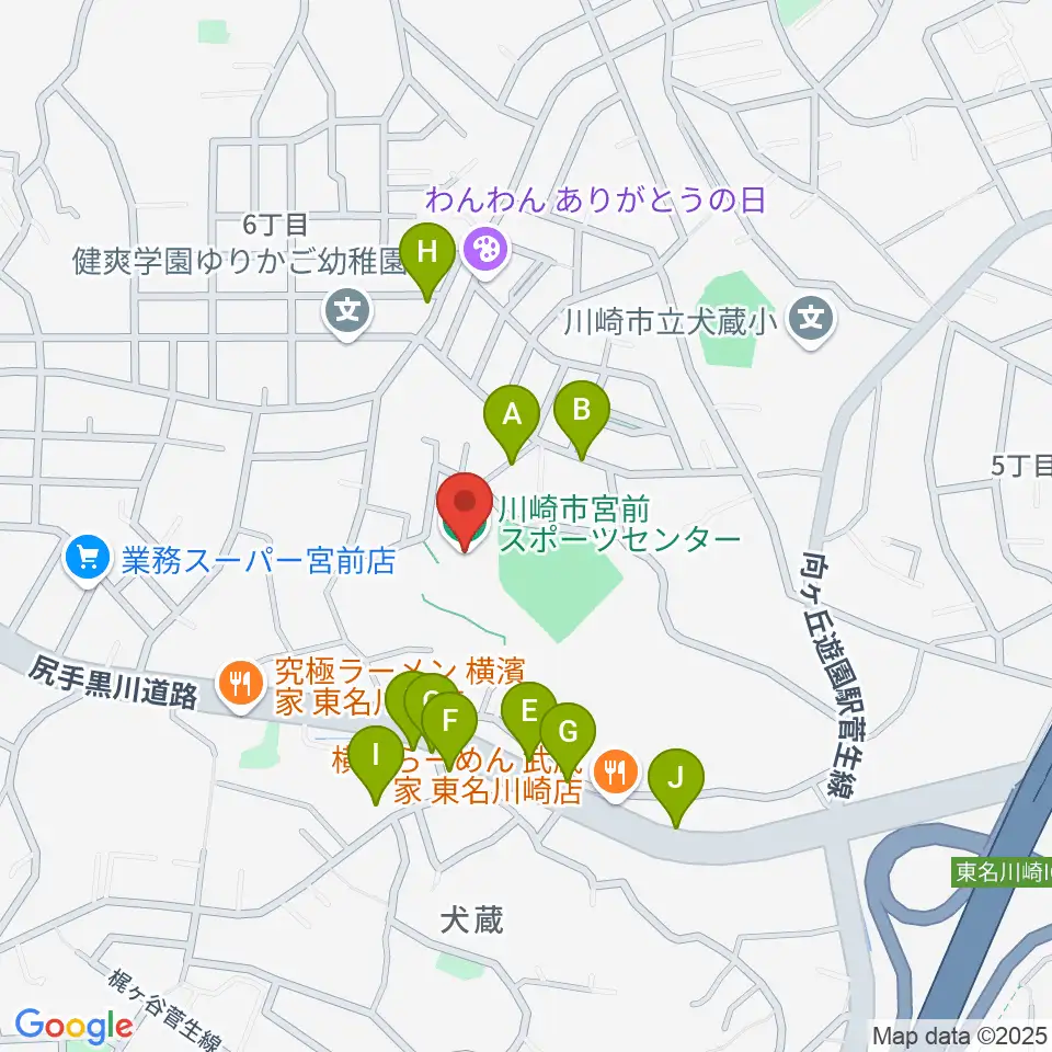 川崎市宮前スポーツセンター周辺の駐車場・コインパーキング一覧地図
