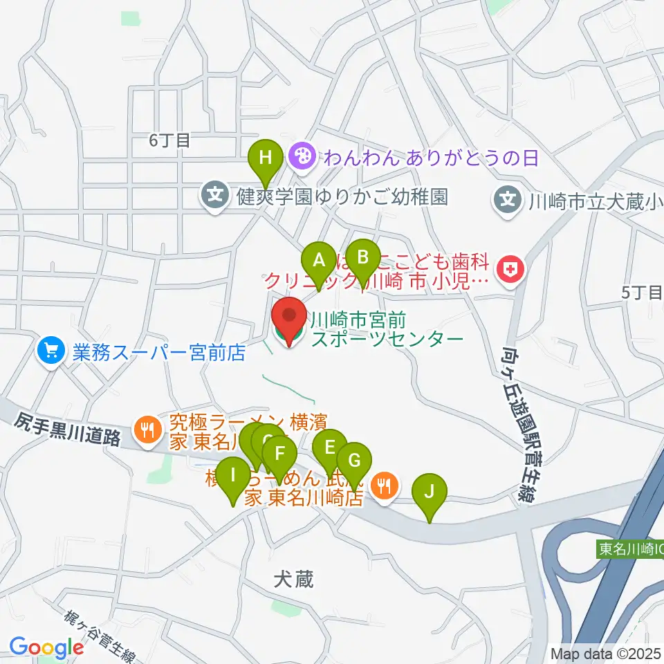 川崎市宮前スポーツセンター周辺の駐車場・コインパーキング一覧地図