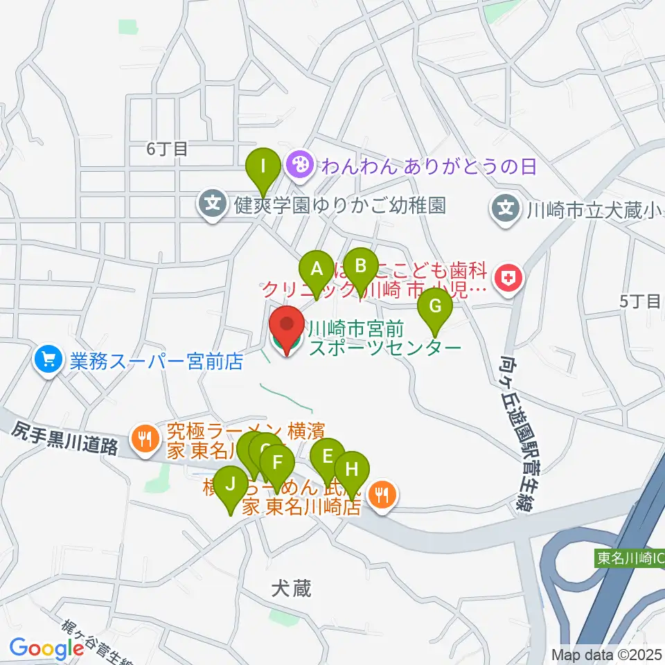川崎市宮前スポーツセンター周辺の駐車場・コインパーキング一覧地図