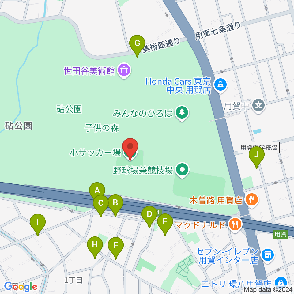 砧公園小サッカー場周辺の駐車場・コインパーキング一覧地図