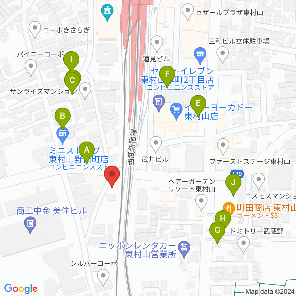 サウンド・スクエア東村山店周辺の駐車場・コインパーキング一覧地図