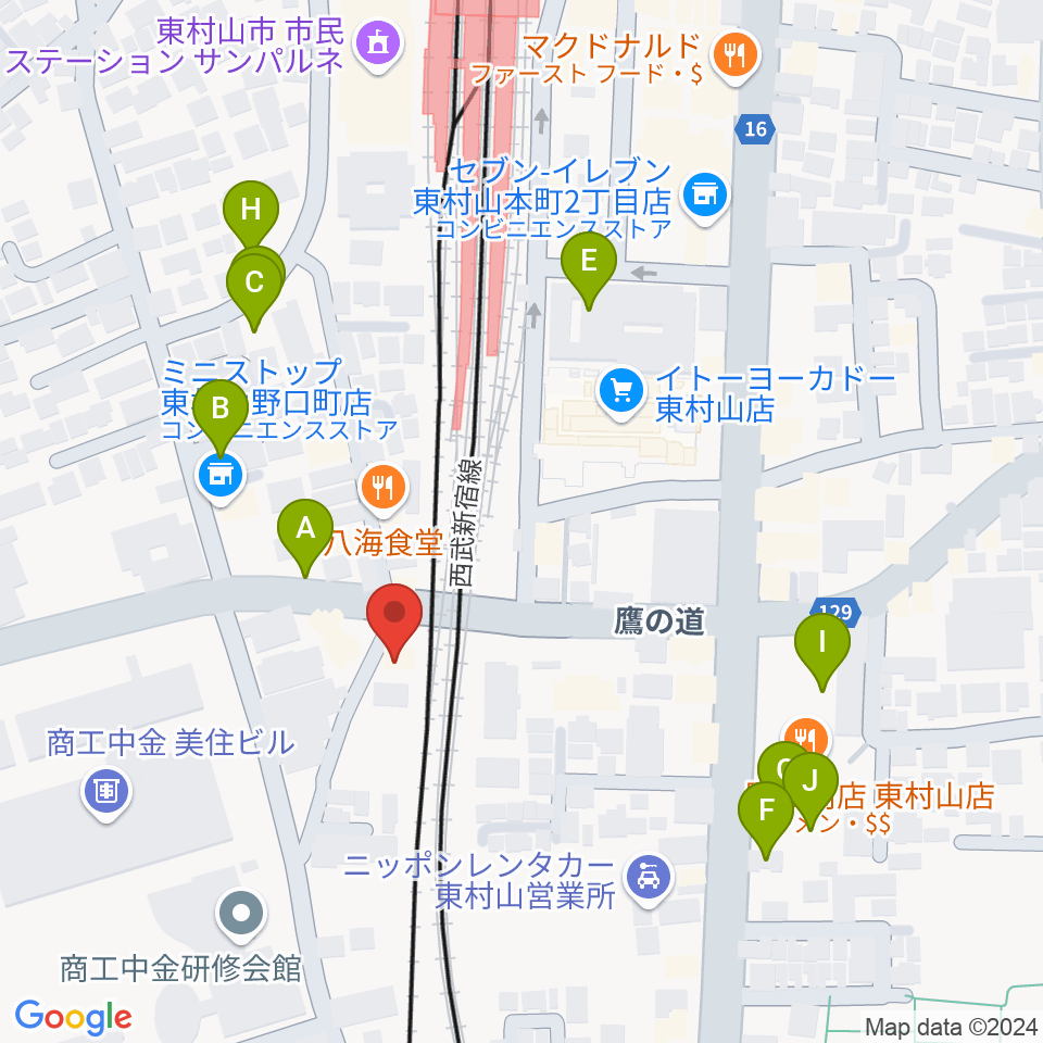 サウンド・スクエア東村山店周辺の駐車場・コインパーキング一覧地図