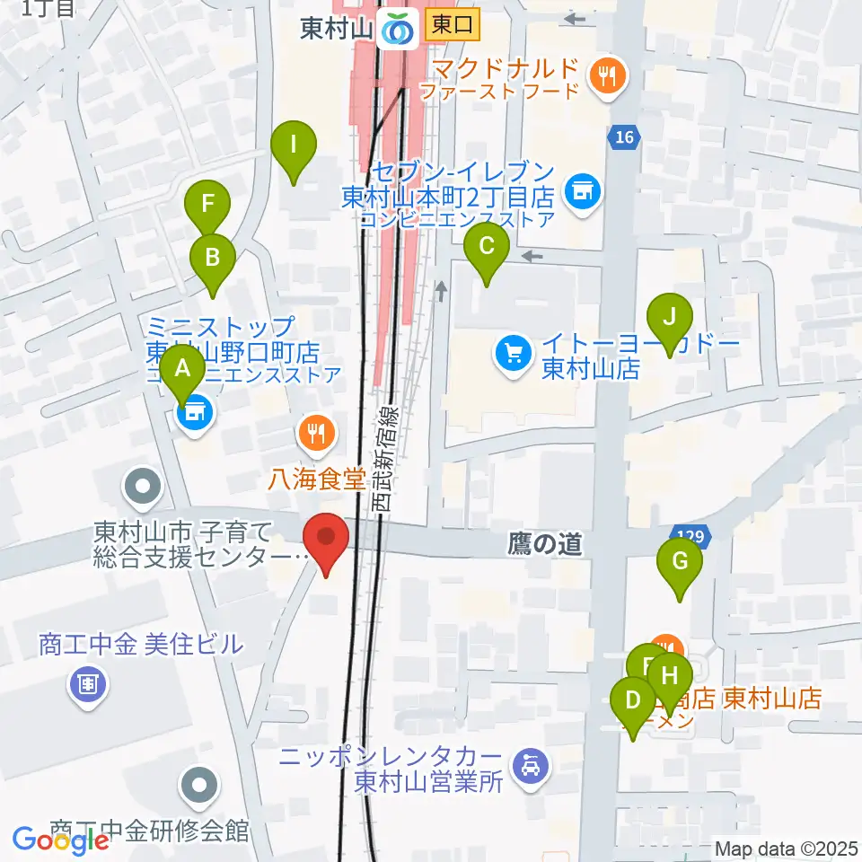 サウンド・スクエア東村山店周辺の駐車場・コインパーキング一覧地図
